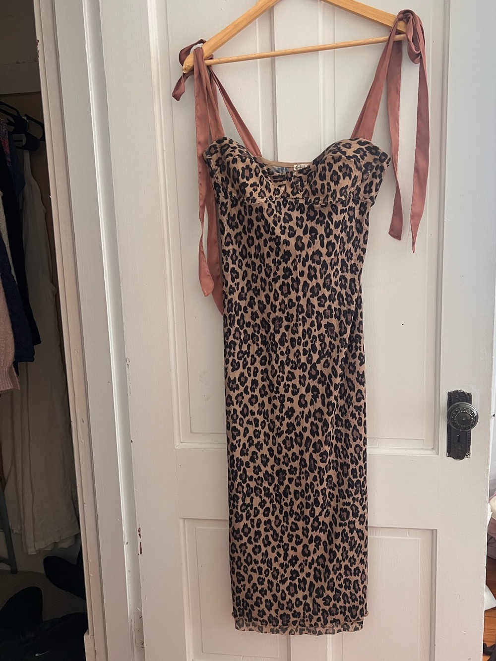Free People Got Glam Leopard Print Midi with Tie Straps